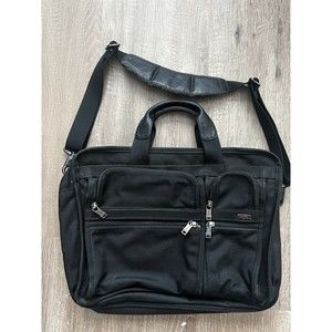 TUMI Alpha Black Ballistic expandable Laptop Business Briefcase 26041D4